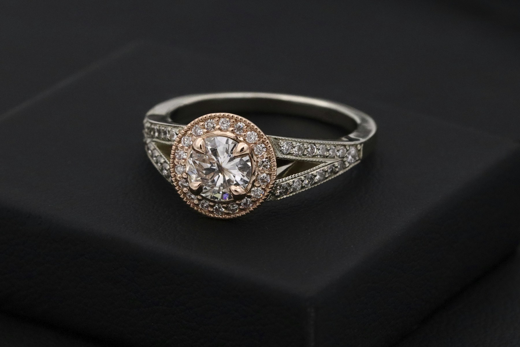 Illustrative close-up of a diamond ring